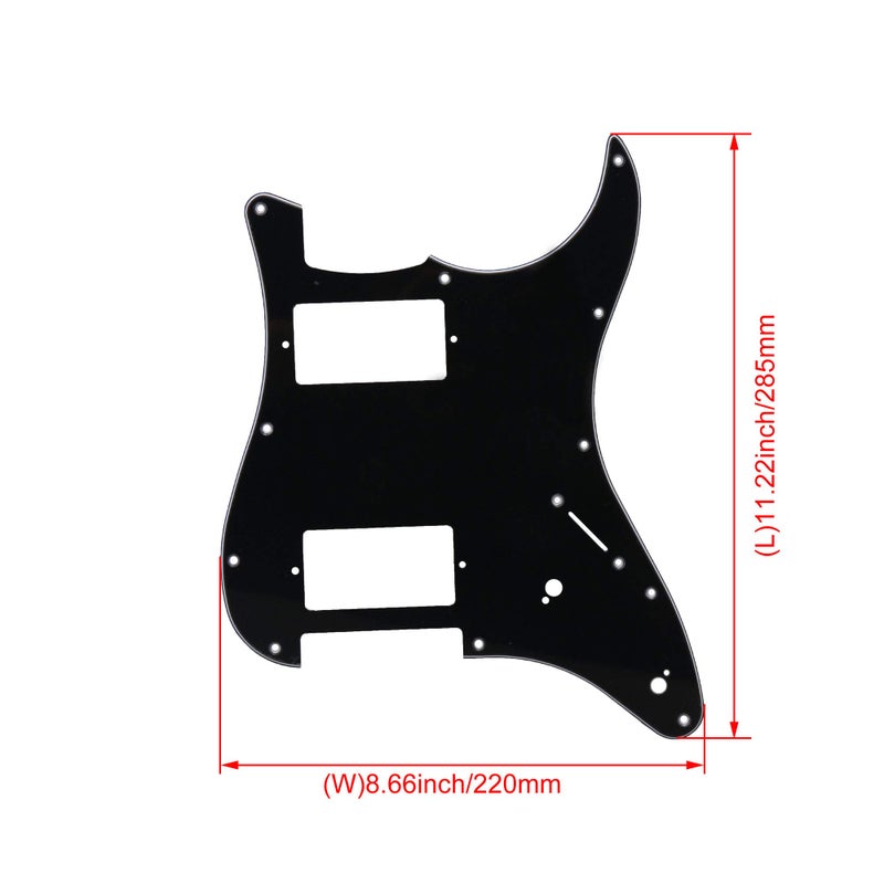 Bstinay 11 Hole Guitar Strat Pickguard HH Humbucker Standard Modern Style Pickguard Scratchplate 3Ply Black - Image 4